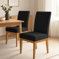 Kit 2 Cadeiras de Jantar Solana Suede Base de Madeira - Pallazio Cor:Preto