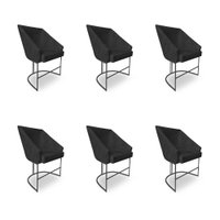 Kit 6 Poltronas Luxo Alana Veludo Base Ferro Preto - Pallazio Cor:Preto