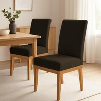 Kit 2 Cadeiras de Jantar Solana Suede Base de Madeira - Pallazio Cor:Marrom