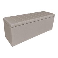 Calçadeira Recamier Baú Casal 1,40m Holanda Linho Cappuccino - Pallazio