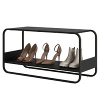Sapateira Banco Luna 90 cm Pes Metalicos Nero Preto Artesano