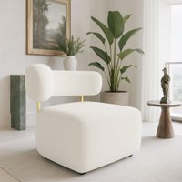 Poltrona Decorativa Orgânica Maya Boucle Ferro Dourado - Pallazio