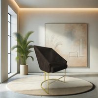 Poltrona Decorativa Alana Suede Base de Ferro Dourado - Pallazio