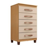 Cômoda para Quarto 5 Gavetas Monique Carvalho/Off White - Pallazio