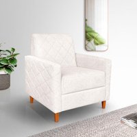 Poltrona Liana Bouclê Pés de Madeira - Pallazio Cor:Off White