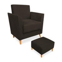 Poltrona de Amamentação com Puff Flavia Suede Marrom - Pallazio