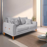 Sofá Living 2 Lugares 1,60m Livia Bouclê Pés de Madeira - Pallazio Cor:Cinza