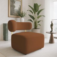 Poltrona Decorativa Orgânica Maya Veludo Terracota Ferro Dourado - Pallazio