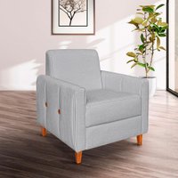 Poltrona Zoe Bouclê Pés de Madeira - Pallazio Cor:Cinza