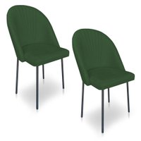 Kit 2 Cadeiras Poltrona de Jantar Ariel Suede Verde Pés de Ferro Preto - Pallazio