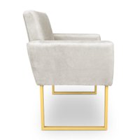 Poltrona Decorativa Nina Suede Base Metálica Industrial Dourado - Pallazio