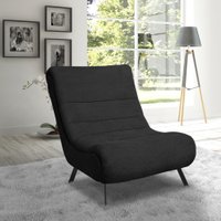 Poltrona Astrid Bouclê Pés Metálicos - Pallazio Cor:Preto