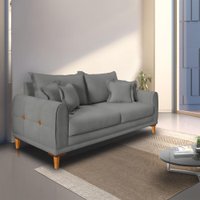 Sofá Living 2 Lugares 1,60m Livia Veludo Pés de Madeira - Pallazio Cor:Grafite