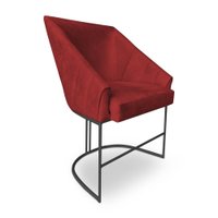 Poltrona Luxo Alana Suede Vermelho Base Ferro Preto - Pallazio