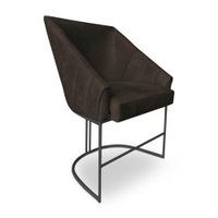 Poltrona Luxo Alana Suede Base Ferro Preto - Pallazio Cor:Marrom