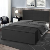 Kit Painel e Calçadeira Baú Queen 1,60m Roma Suede - Pallazio
