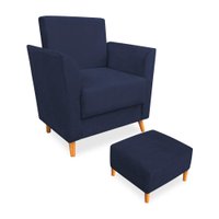 Poltrona de Amamentação com Puff Flavia Suede Azul Marinho - Pallazio