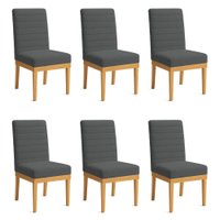 Kit 6 Cadeiras de Jantar Solana Boucle Grafite Base de Madeira - Pallazio