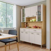 Armário de Cozinha Compacta 8 Portas e 2 Gavetas 121cm Gold Freijó Soft - Pallazio