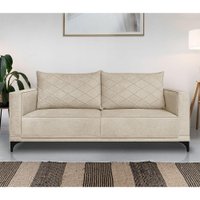 Sofá Living 2 Lugares 1,60m Horus Bouclê Dourado Pés de Aço