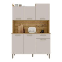 Armário de Cozinha Compacta 6 Portas e 1 Gaveta 121cm Florença Freijó Soft - Pallazio