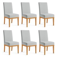Kit 6 Cadeiras de Jantar Brisa Suede Cinza Base de Madeira - Pallazio