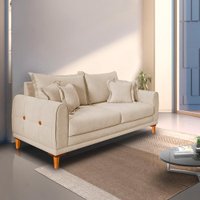 Sofá Living 2 Lugares 1,60m Livia Bouclê Pés de Madeira - Pallazio Cor:Dourado