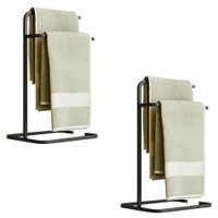 Kit 2 Porta Toalhas de Rosto Eleganza Metal Preto - Pallazio