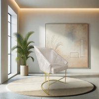 Poltrona Decorativa Alana Veludo Bege Base de Ferro Dourado - Pallazio