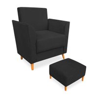 Poltrona de Amamentação com Puff Flavia Suede Preto - Pallazio