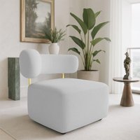 Poltrona Decorativa Orgânica Maya Boucle Ferro Dourado Cinza - Pallazio