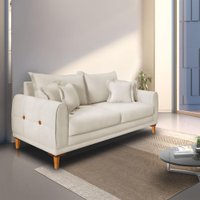 Sofá Living 2 Lugares 1,60m Livia Veludo Pés de Madeira - Pallazio Cor:Bege