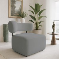 Poltrona Decorativa Orgânica Maya Veludo Grafite Ferro Preto - Pallazio