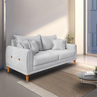 Sofá Living 2 Lugares 1,60m Livia Veludo Pés de Madeira - Pallazio Cor:Prata