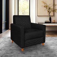 Poltrona Camila Veludo Pés de Madeira - Pallazio Cor:Preto
