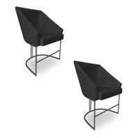 Kit 2 Poltronas Luxo Alana Veludo Preto Base Ferro Preto - Pallazio