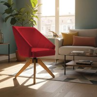 Poltrona Giratória Alana Suede Base de Madeira - Pallazio Cor:Vermelho