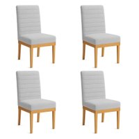 Kit 4 Cadeiras de Jantar Solana Boucle Cinza Base de Madeira - Pallazio