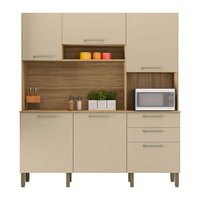 Armário de Cozinha Compacta 6 Portas e 2 Gavetas 180cm Dali Freijó/Vanilla - Pallazio
