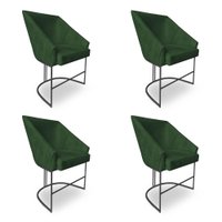 Kit 4 Poltronas Luxo Alana Suede Verde Base Ferro Preto - Pallazio