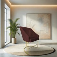 Poltrona Decorativa Alana Suede Marsala Base de Ferro Dourado - Pallazio