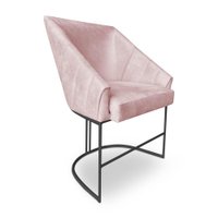 Poltrona Luxo Alana Suede Base Ferro Preto - Pallazio Cor:Rosa Bebê