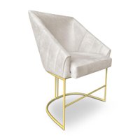 Poltrona Decorativa Alana Suede Bege Base de Ferro Dourado - Pallazio