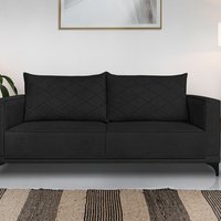 Sofá Living 2 Lugares 1,80m Horus Bouclê Pés de Aço - Pallazio Cor:Preto