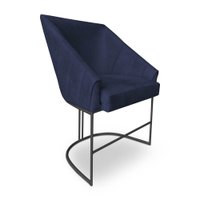 Poltrona Luxo Alana Veludo Azul Marinho Base Ferro Preto - Pallazio