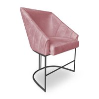 Poltrona Luxo Alana Veludo Base Ferro Preto - Pallazio Cor:Rosê