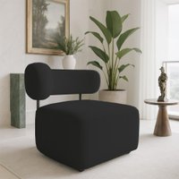 Poltrona Decorativa Orgânica Maya Veludo Preto Ferro Preto - Pallazio