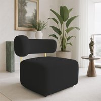 Poltrona Decorativa Orgânica Maya Veludo Preto Ferro Dourado - Pallazio