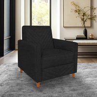 Poltrona Camila Bouclê Pés de Madeira - Pallazio Cor:Preto