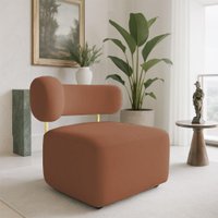 Poltrona Decorativa Orgânica Maya Boucle Ferro Dourado Terracota - Pallazio